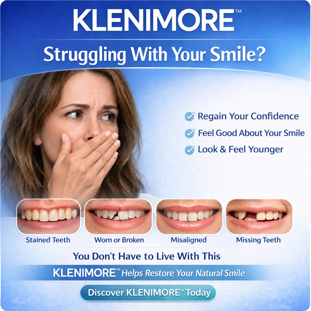 ⏰ 75% OFF Today! KLENIMORE™ Complete Dentures – Natural-Looking Smile